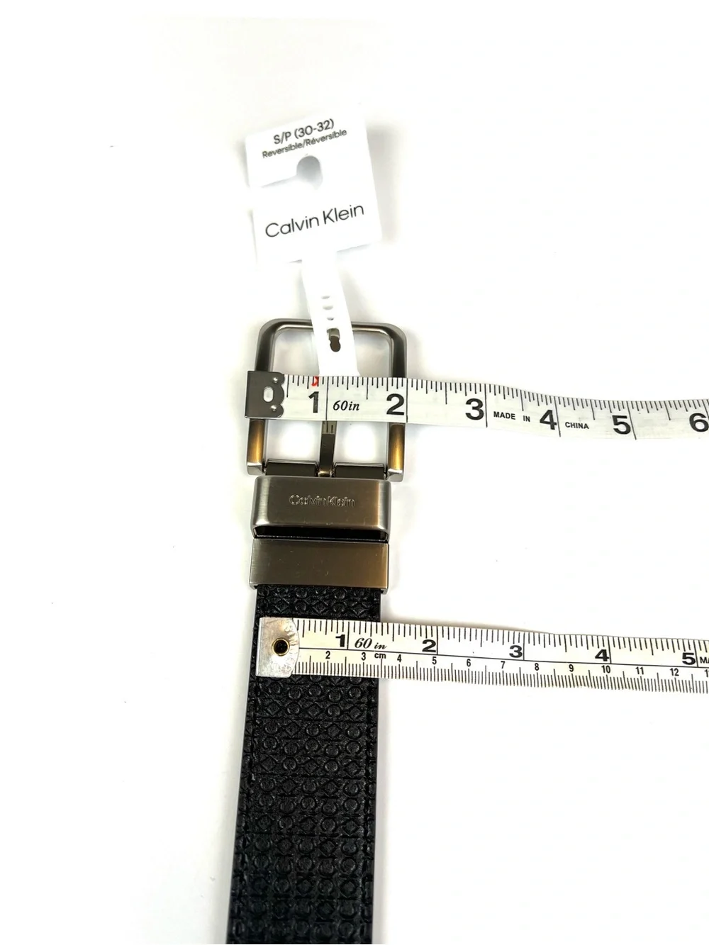Calvin Klein Men's Micro Logo Strap Reversible Casual Belt Black Size S (30-32)